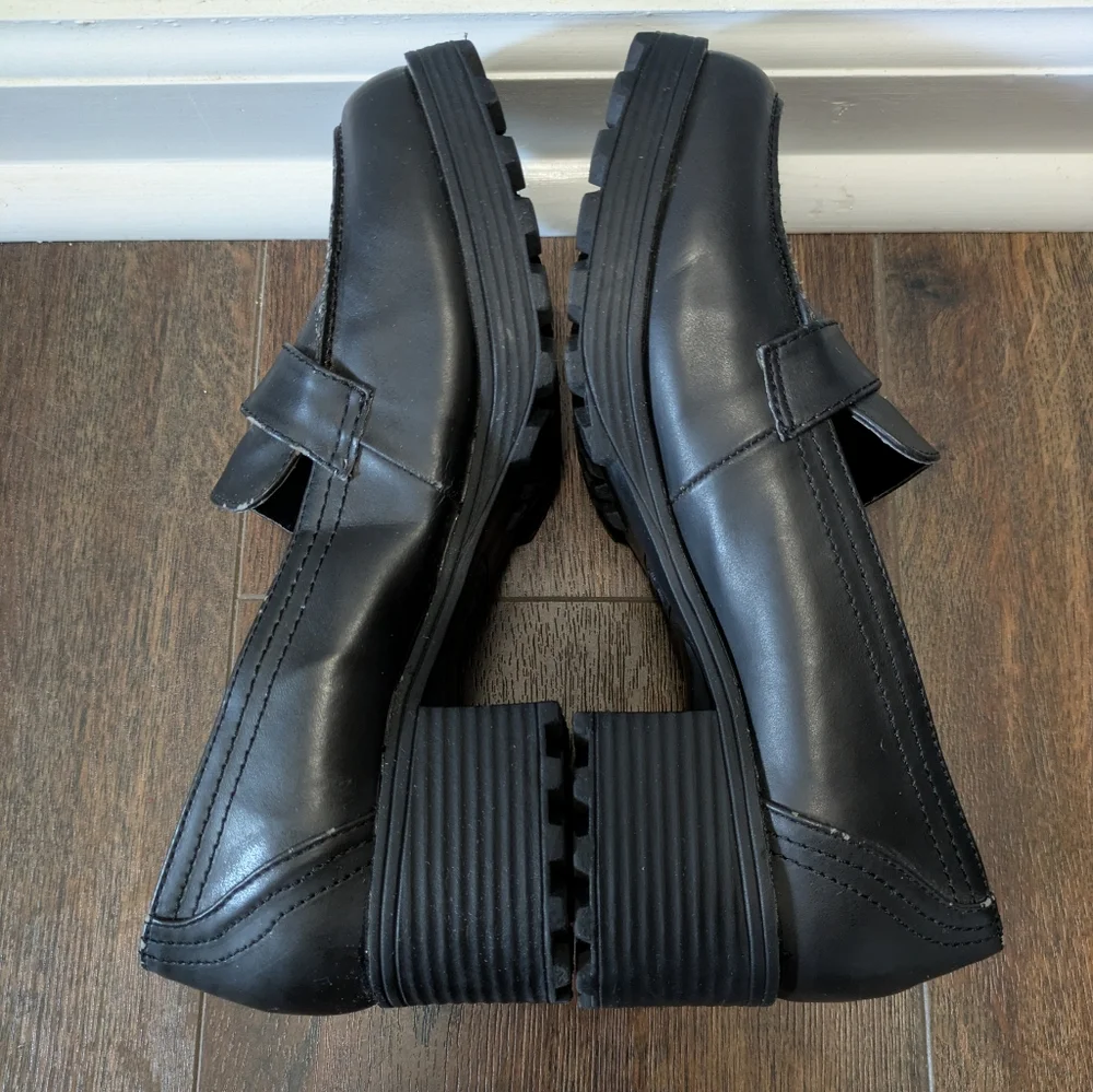 Vintage Unionbay Bettie Platform Loafers Chunky Black‎ Size 6M 90s Y2K Academia